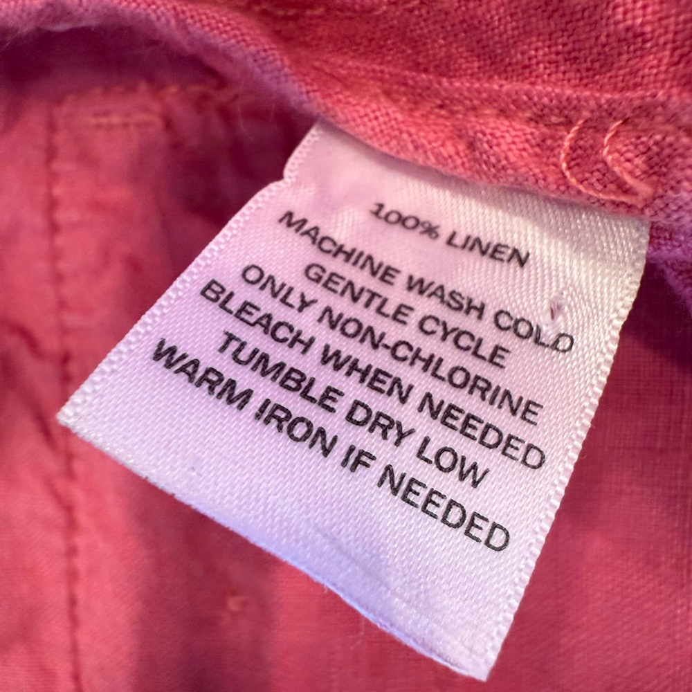 Talbots Petites preppy cropped linen pants dark pink zip button pockets SZ 14P - Picture 5 of 9